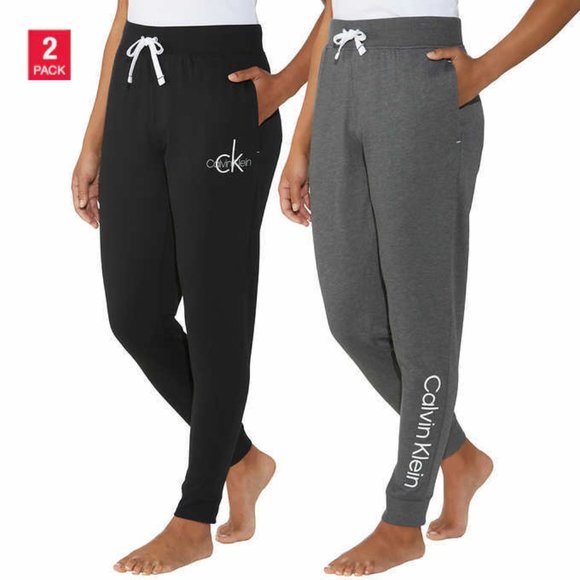 CALVIN KLEIN Womens 2-Pack Track Pant Ladies Jogger Colors: Black & Gray Size: L - Picture 1 of 5